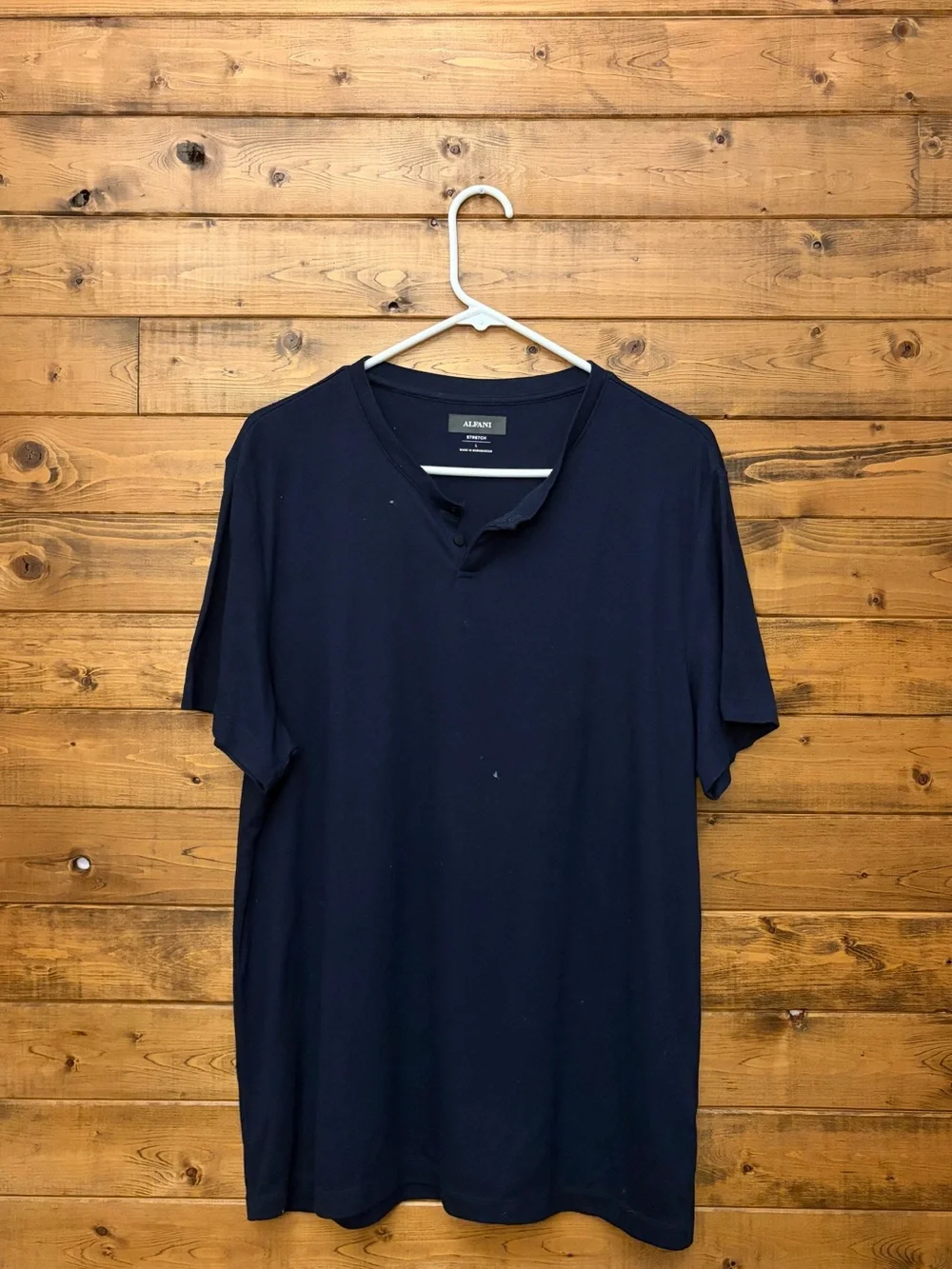 Alfani Navy Short-Sleeve Henley Tee